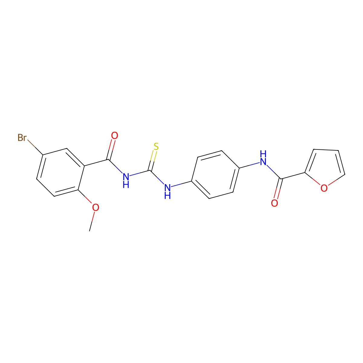 N-[4-[(5-bromo-2-methoxybenzoyl)carbamothioylamino]phenyl]furan-2-carboxamide molecular structure, CAS 426221-76-3