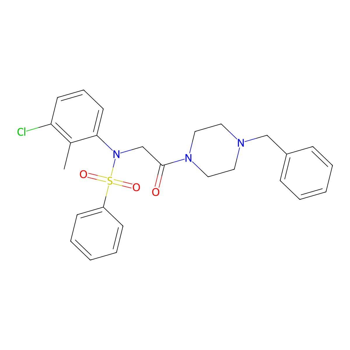 N-[2-(4-benzylpiperazin-1-yl)-2-oxoethyl]-N-(3-chloro-2-methylphenyl)benzenesulfonamide molecular structure, CAS 426221-84-3