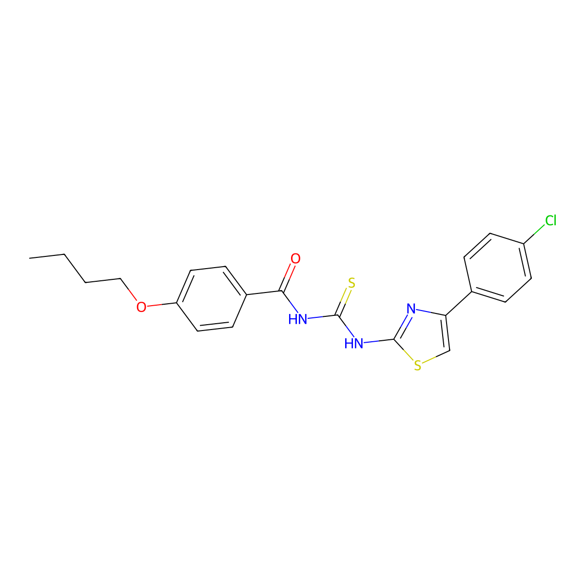 4-butoxy-N-[[4-(4-chlorophenyl)-1,3-thiazol-2-yl]carbamothioyl]benzamide molecular structure, CAS 426221-96-7