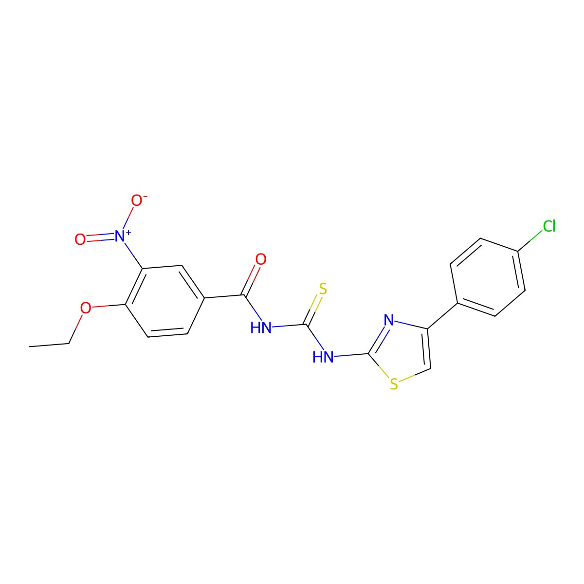 N-[[4-(4-chlorophenyl)-1,3-thiazol-2-yl]carbamothioyl]-4-ethoxy-3-nitrobenzamide molecular structure, CAS 426221-98-9