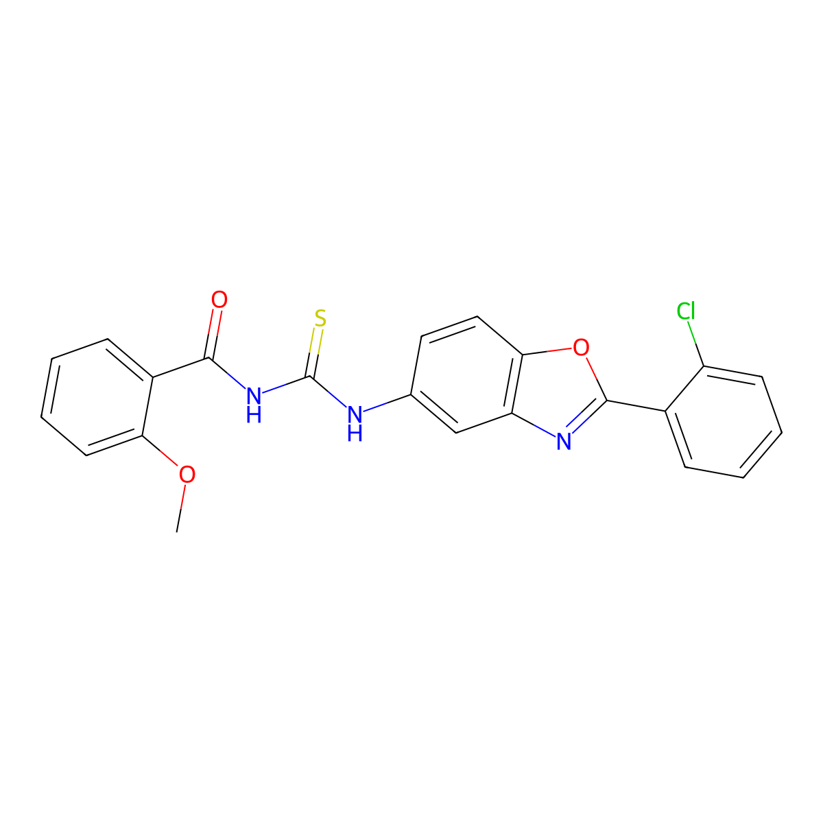 N-[[2-(2-chlorophenyl)-1,3-benzoxazol-5-yl]carbamothioyl]-2-methoxybenzamide molecular structure, CAS 426222-07-3