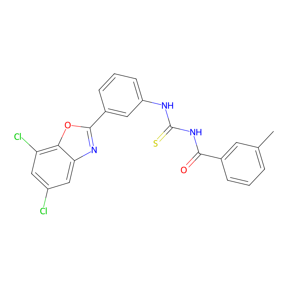 N-[[3-(5,7-dichloro-1,3-benzoxazol-2-yl)phenyl]carbamothioyl]-3-methylbenzamide molecular structure, CAS 426222-14-2