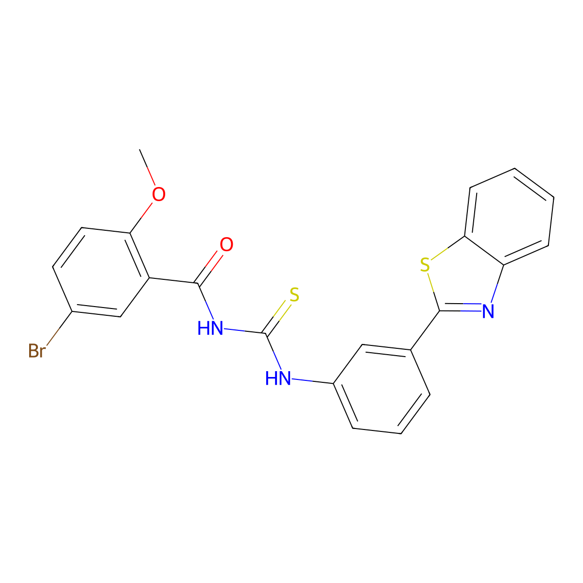 N-[[3-(1,3-benzothiazol-2-yl)phenyl]carbamothioyl]-5-bromo-2-methoxybenzamide molecular structure, CAS 426222-15-3