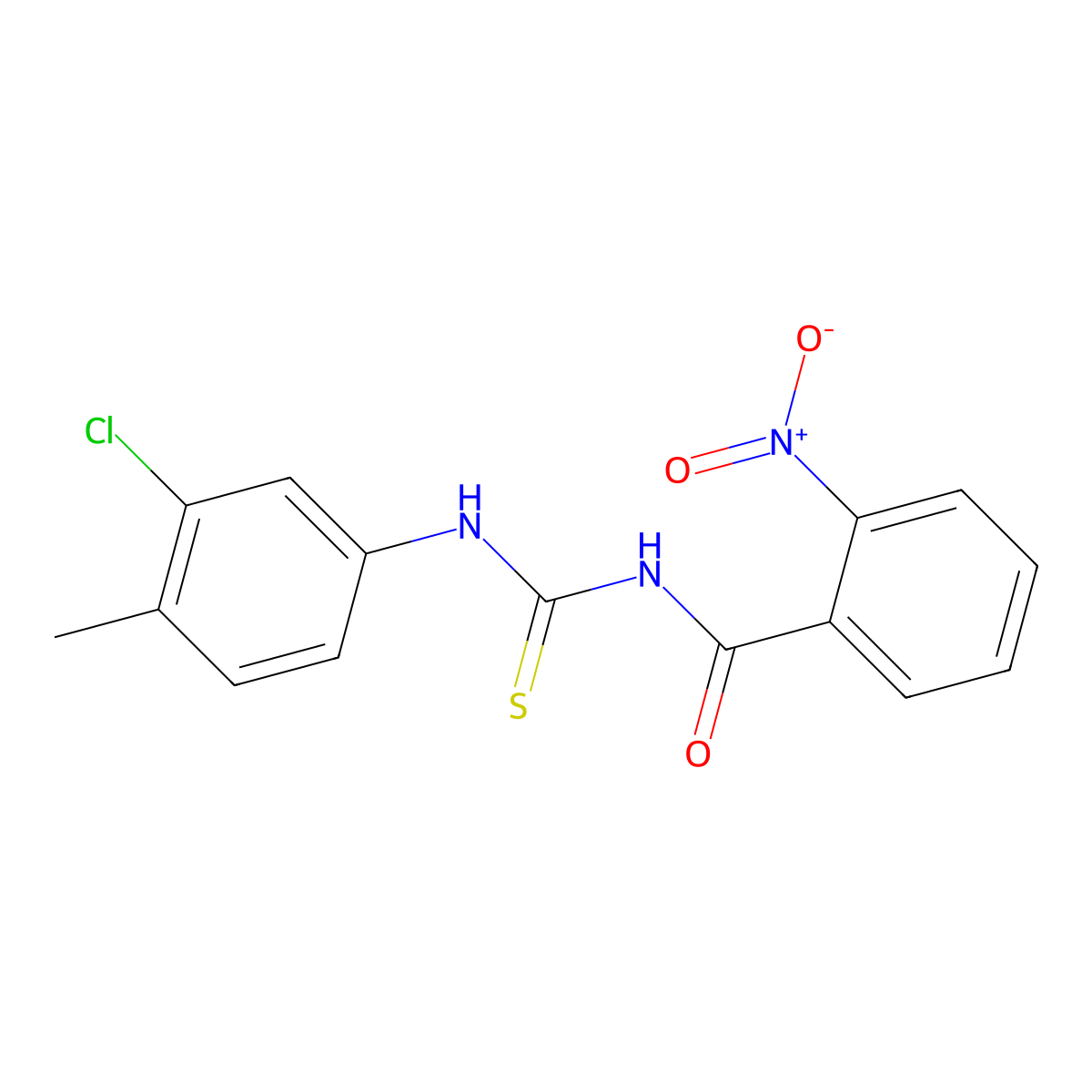 N-[(3-chloro-4-methylphenyl)carbamothioyl]-2-nitrobenzamide molecular structure, CAS 426222-28-8