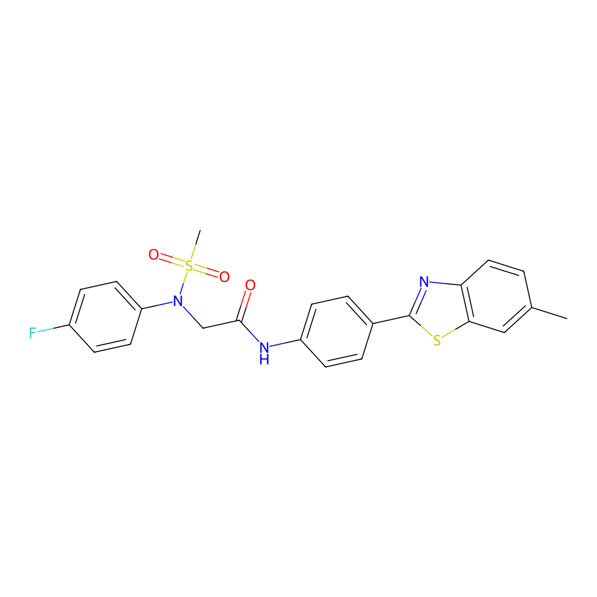 2-(4-fluoro-N-methylsulfonylanilino)-N-[4-(6-methyl-1,3-benzothiazol-2-yl)phenyl]acetamide molecular structure, CAS 426222-60-8