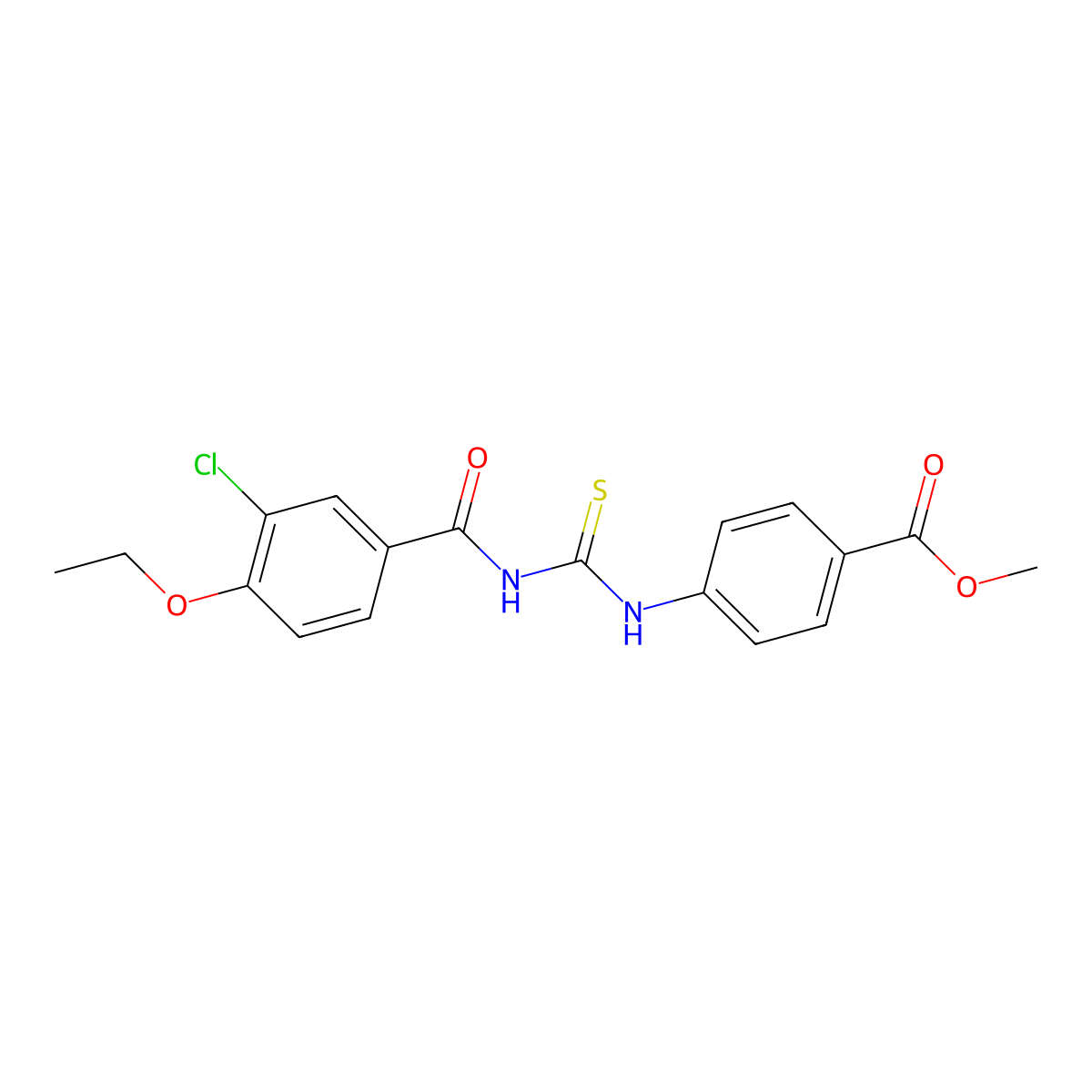Methyl 4-({[(3-chloro-4-ethoxyphenyl)carbonyl]carbamothioyl}amino)benzoate molecular structure, CAS 426223-09-8