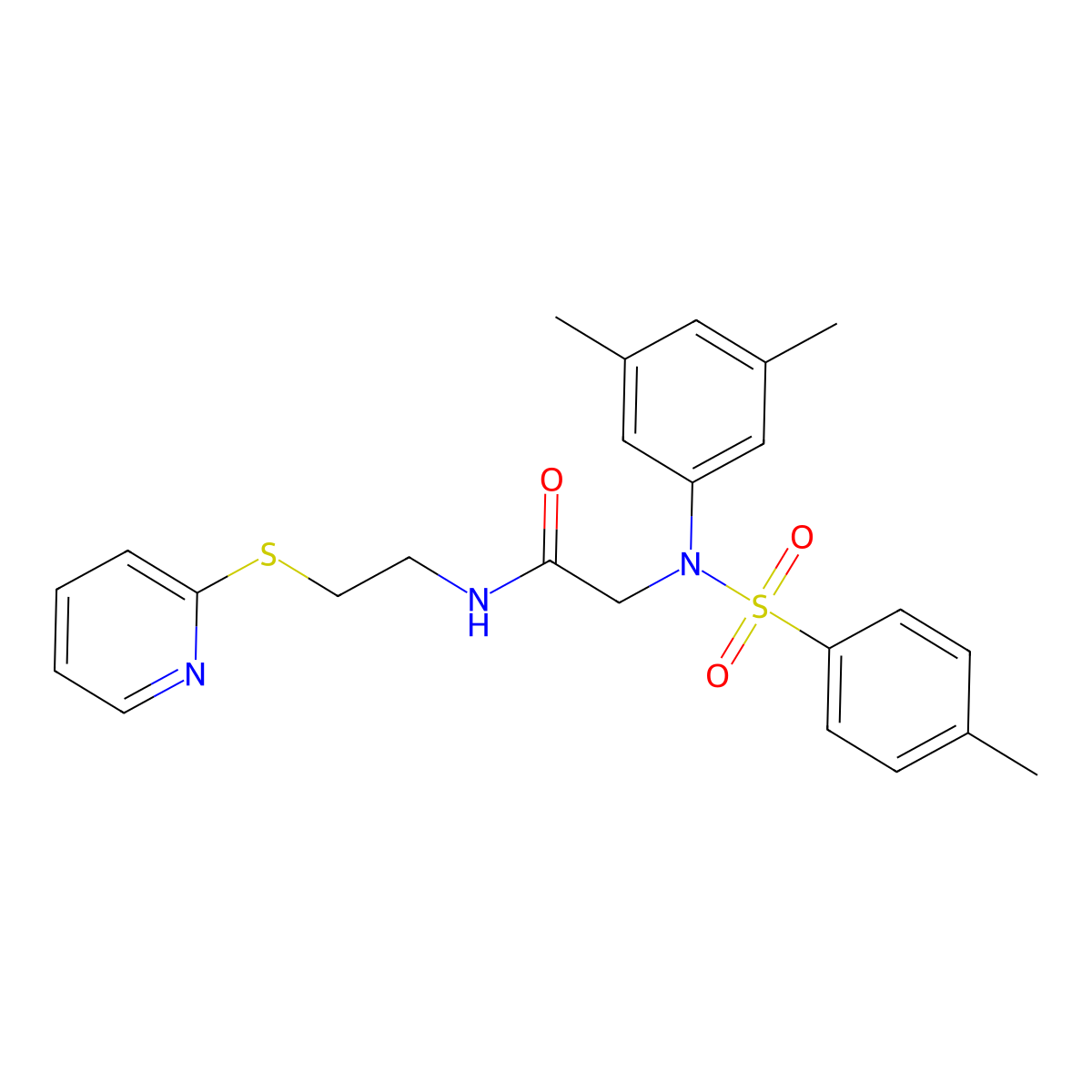 2-(3,5-dimethyl-N-(4-methylphenyl)sulfonylanilino)-N-(2-pyridin-2-ylsulfanylethyl)acetamide molecular structure, CAS 426223-10-1