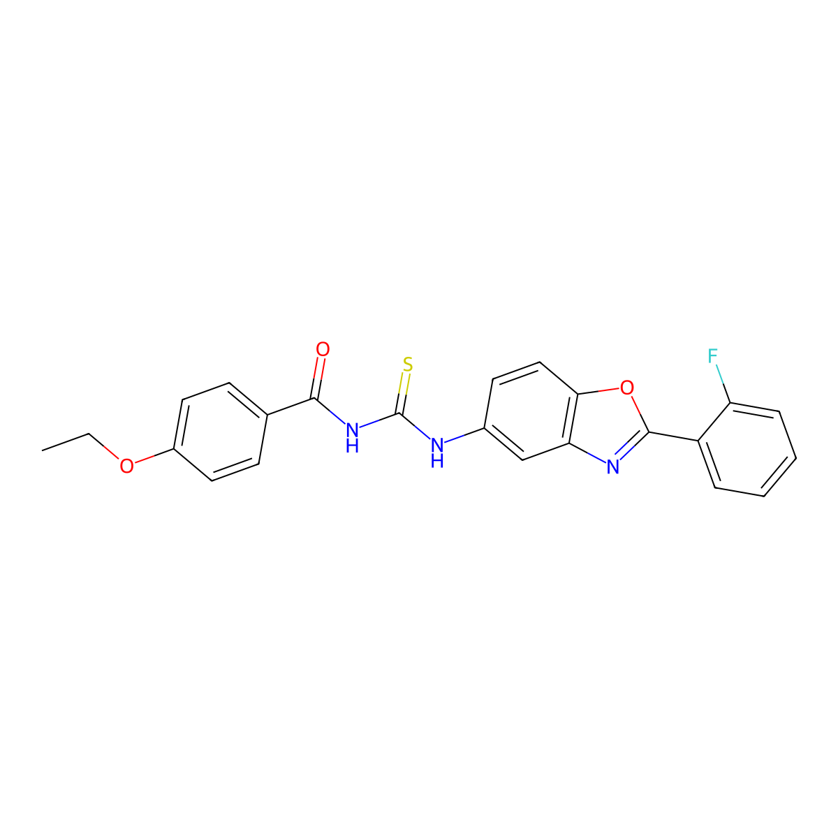 4-ethoxy-N-[[2-(2-fluorophenyl)-1,3-benzoxazol-5-yl]carbamothioyl]benzamide molecular structure, CAS 426223-17-8