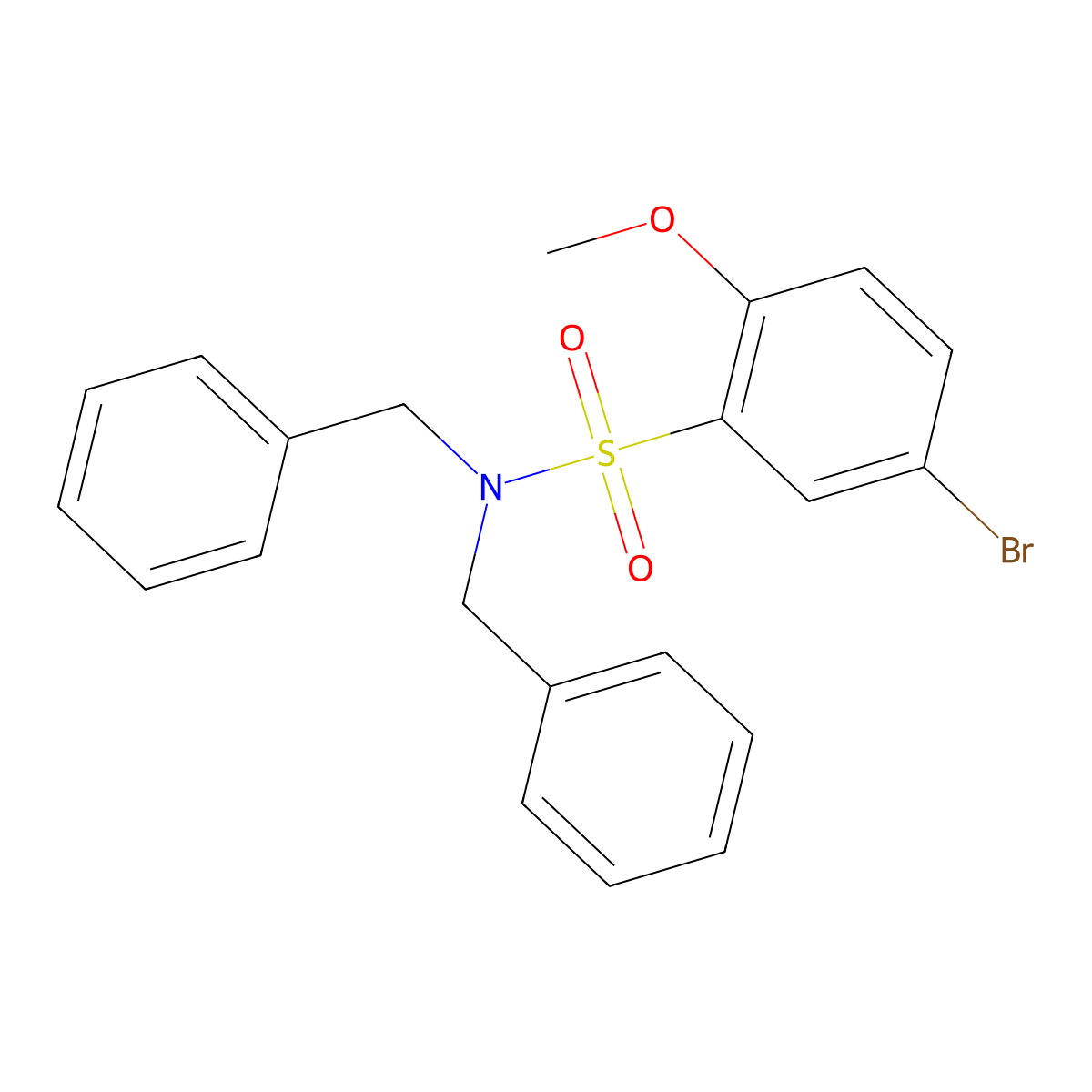 N,N-dibenzyl-5-bromo-2-methoxybenzenesulfonamide molecular structure, CAS 426223-22-5