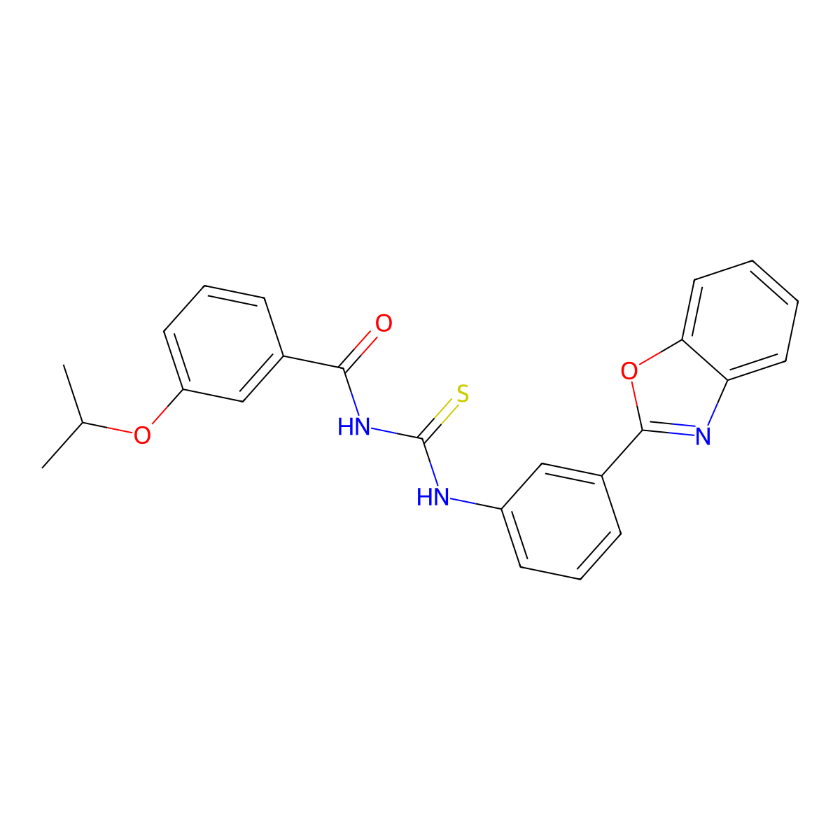 N-[[3-(1,3-benzoxazol-2-yl)phenyl]carbamothioyl]-3-propan-2-yloxybenzamide molecular structure, CAS 426223-40-7