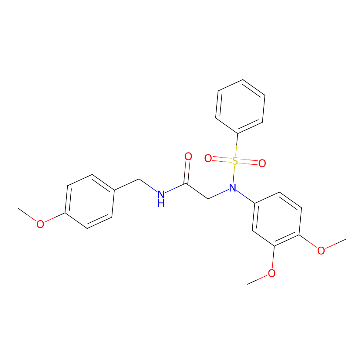 2-[N-(benzenesulfonyl)-3,4-dimethoxyanilino]-N-[(4-methoxyphenyl)methyl]acetamide molecular structure, CAS 426223-58-7