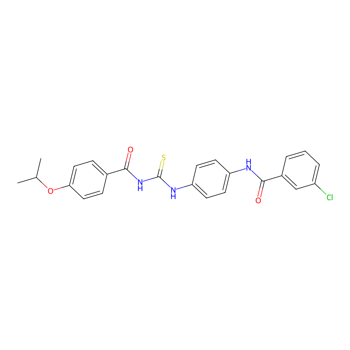 3-chloro-N-[4-[(4-propan-2-yloxybenzoyl)carbamothioylamino]phenyl]benzamide molecular structure, CAS 426223-66-7