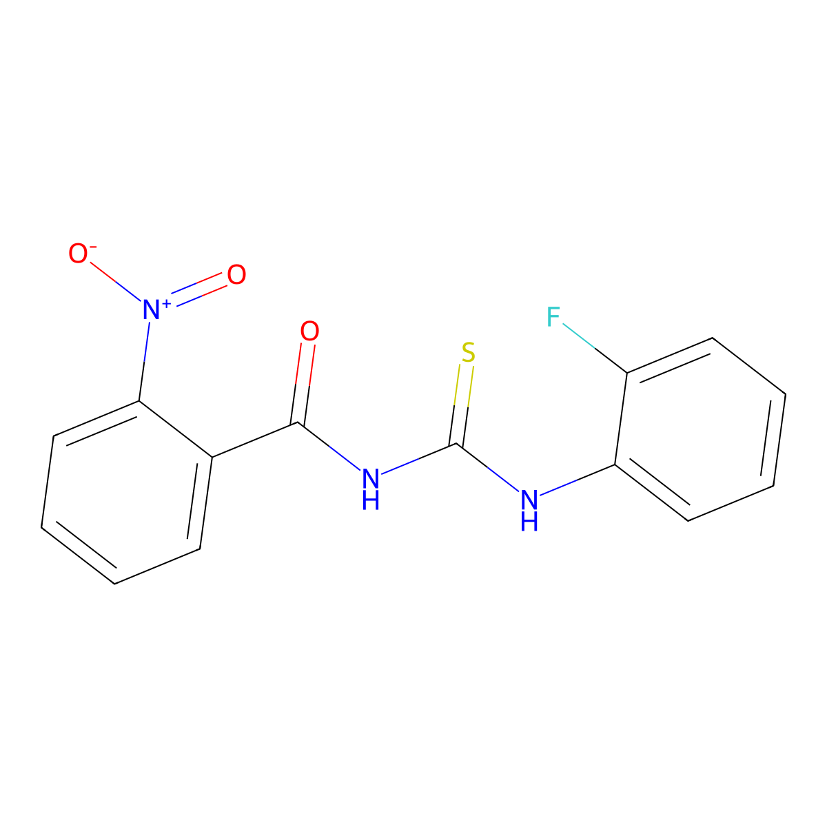 N-[(2-fluorophenyl)carbamothioyl]-2-nitrobenzamide molecular structure, CAS 426223-79-2