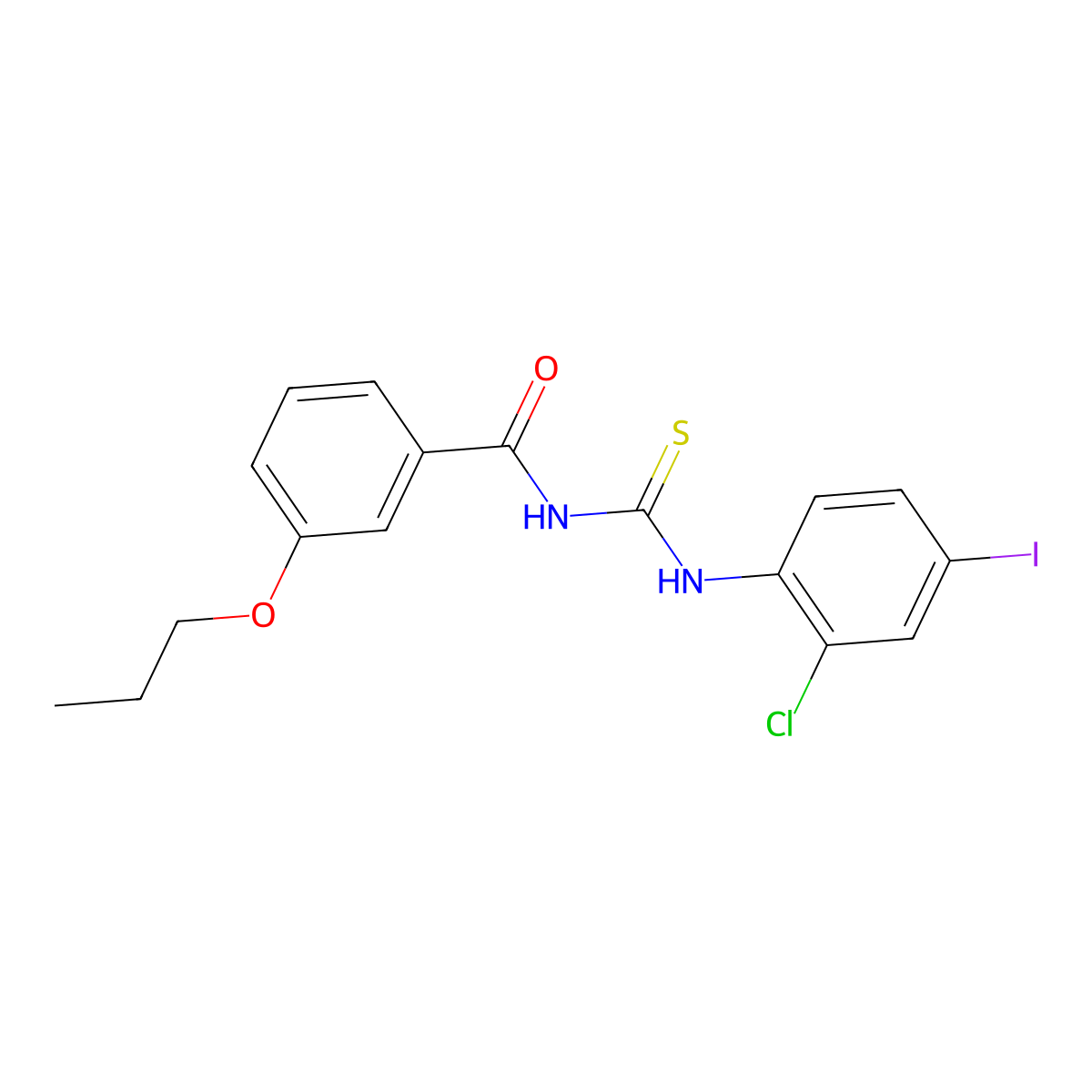 N-[(2-chloro-4-iodophenyl)carbamothioyl]-3-propoxybenzamide molecular structure, CAS 426223-94-1