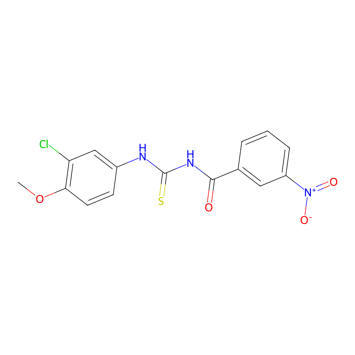 N-[(3-chloro-4-methoxyphenyl)carbamothioyl]-3-nitrobenzamide molecular structure, CAS 426224-10-4