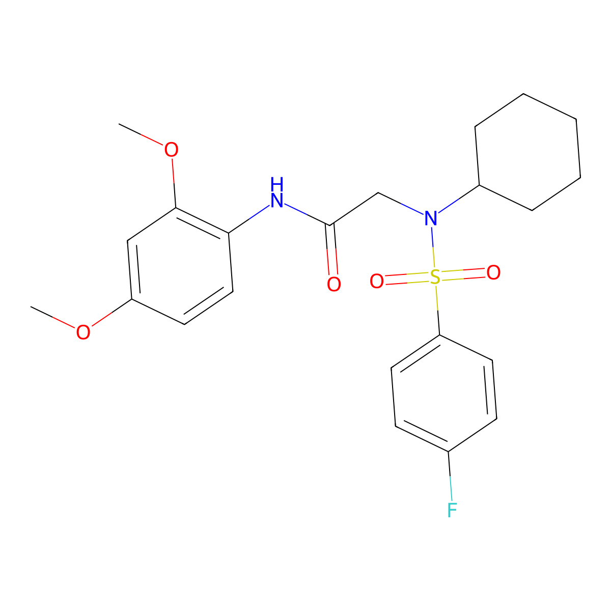 2-[cyclohexyl-(4-fluorophenyl)sulfonylamino]-N-(2,4-dimethoxyphenyl)acetamide molecular structure, CAS 426224-37-5