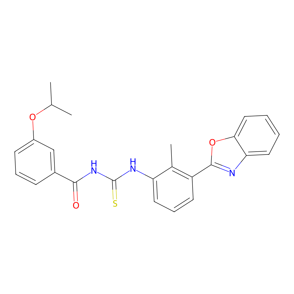 N-[[3-(1,3-benzoxazol-2-yl)-2-methylphenyl]carbamothioyl]-3-propan-2-yloxybenzamide molecular structure, CAS 426224-43-3
