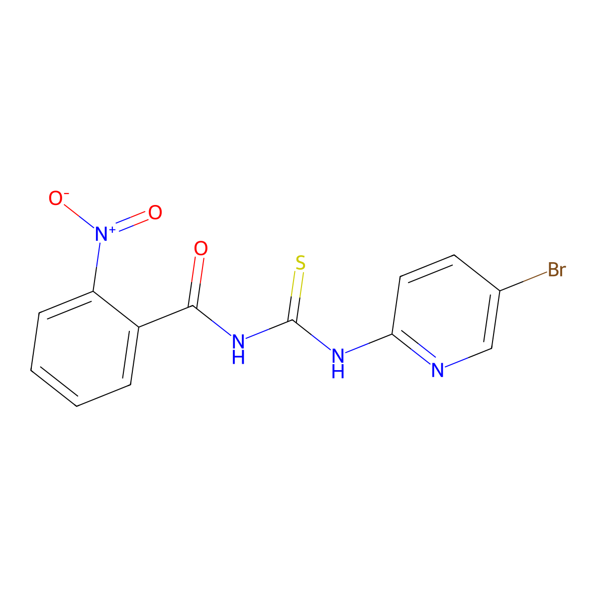 N-[(5-bromo-2-pyridyl)carbamothioyl]-2-nitro-benzamide molecular structure, CAS 426224-45-5
