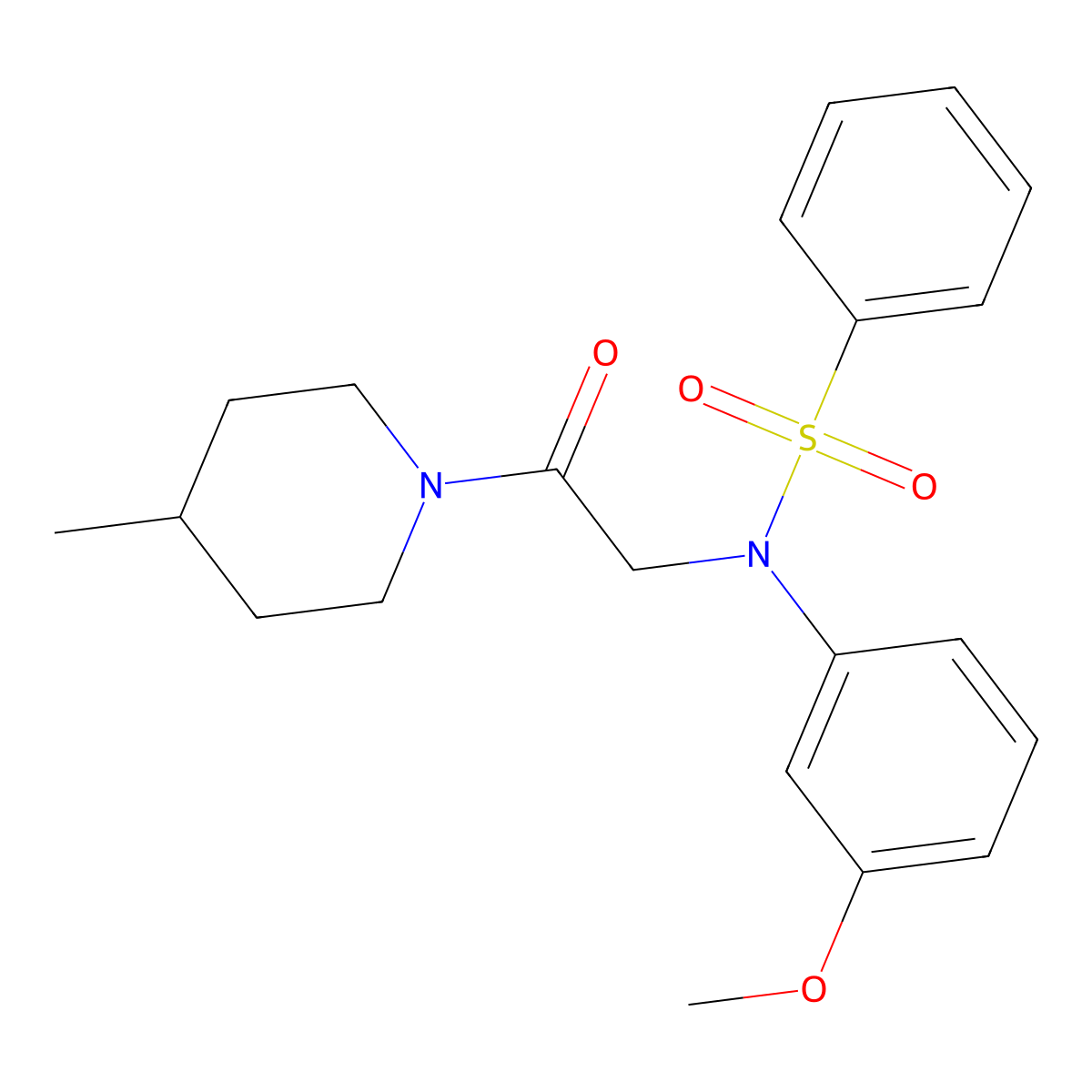 N-(3-methoxyphenyl)-N-[2-(4-methylpiperidin-1-yl)-2-oxoethyl]benzenesulfonamide molecular structure, CAS 426224-46-6