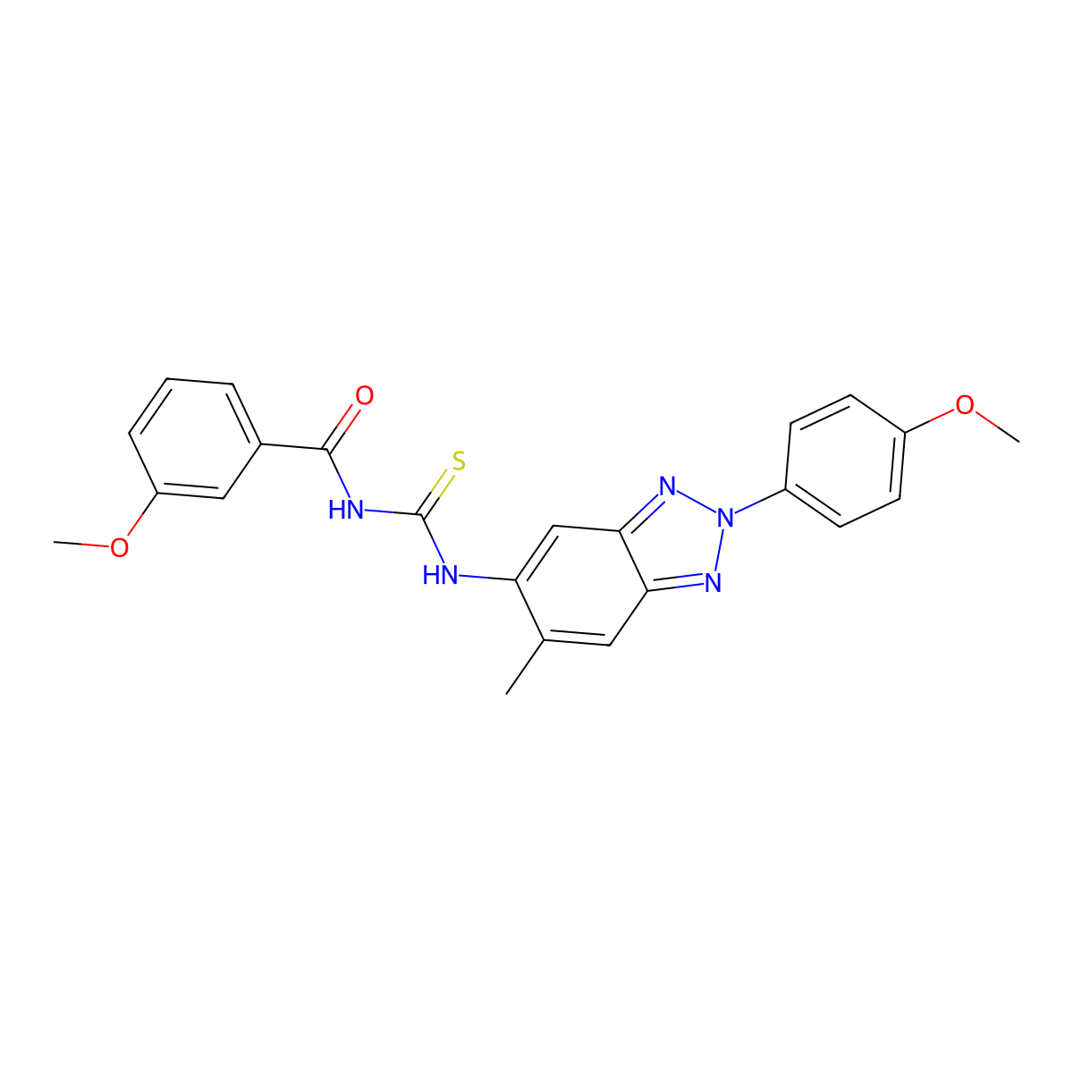 3-methoxy-N-[[2-(4-methoxyphenyl)-6-methylbenzotriazol-5-yl]carbamothioyl]benzamide molecular structure, CAS 426224-52-4