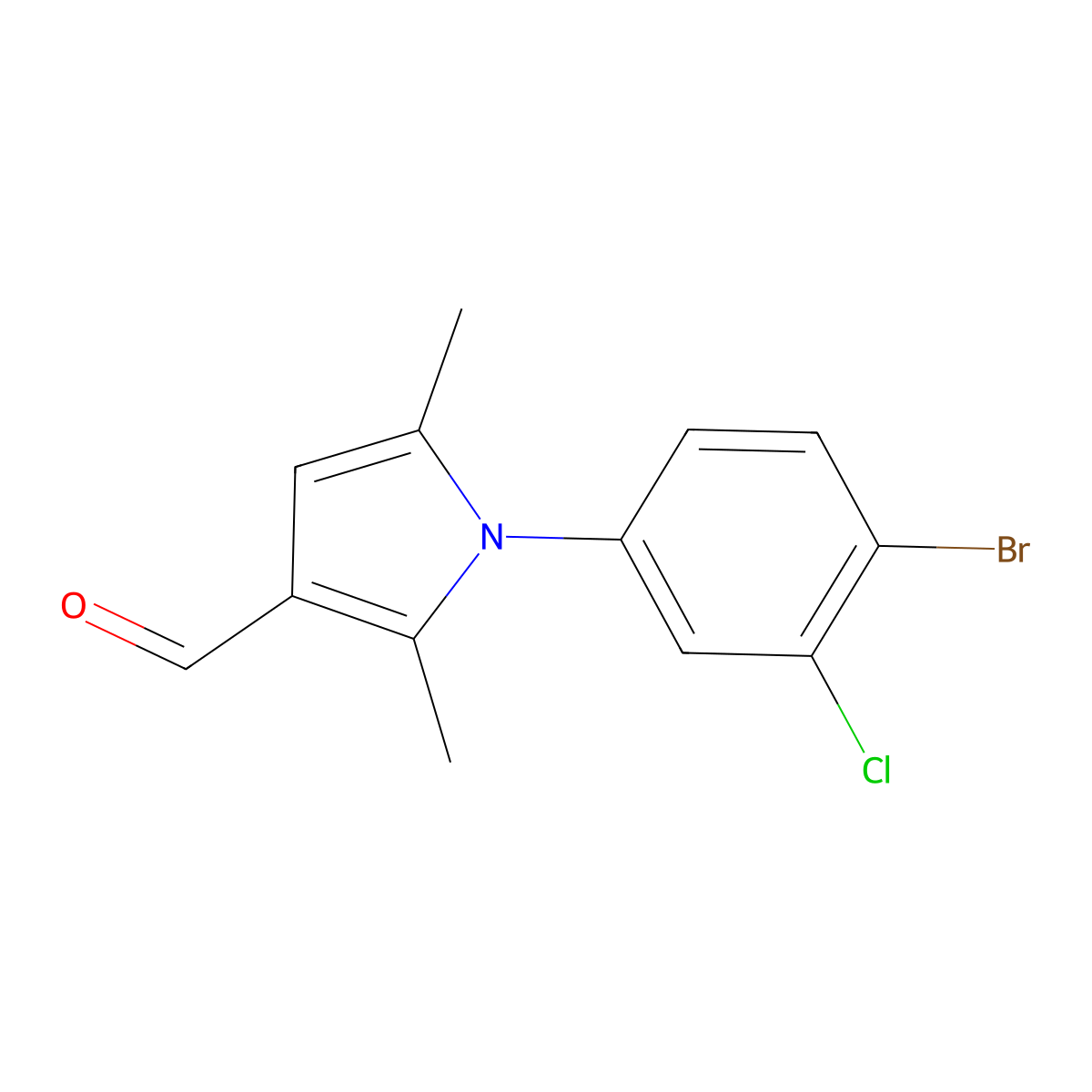 1-(4-bromo-3-chlorophenyl)-2,5-dimethyl-1H-pyrrole-3-carbaldehyde molecular structure, CAS 426224-62-6