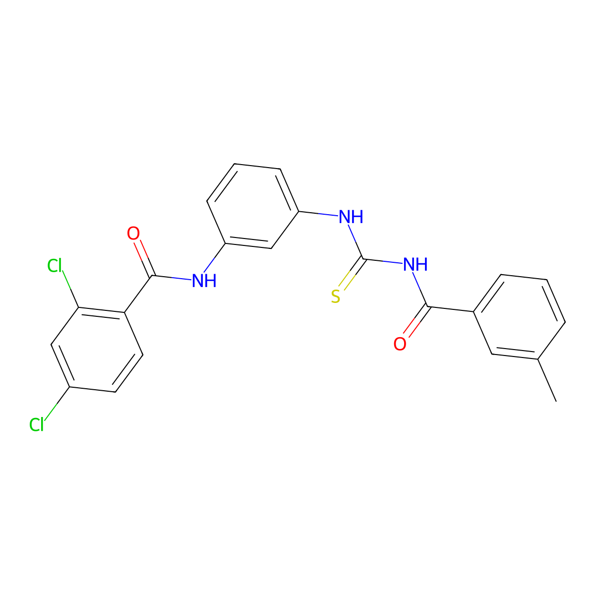 2,4-dichloro-N-[3-[(3-methylbenzoyl)carbamothioylamino]phenyl]benzamide molecular structure, CAS 426224-63-7