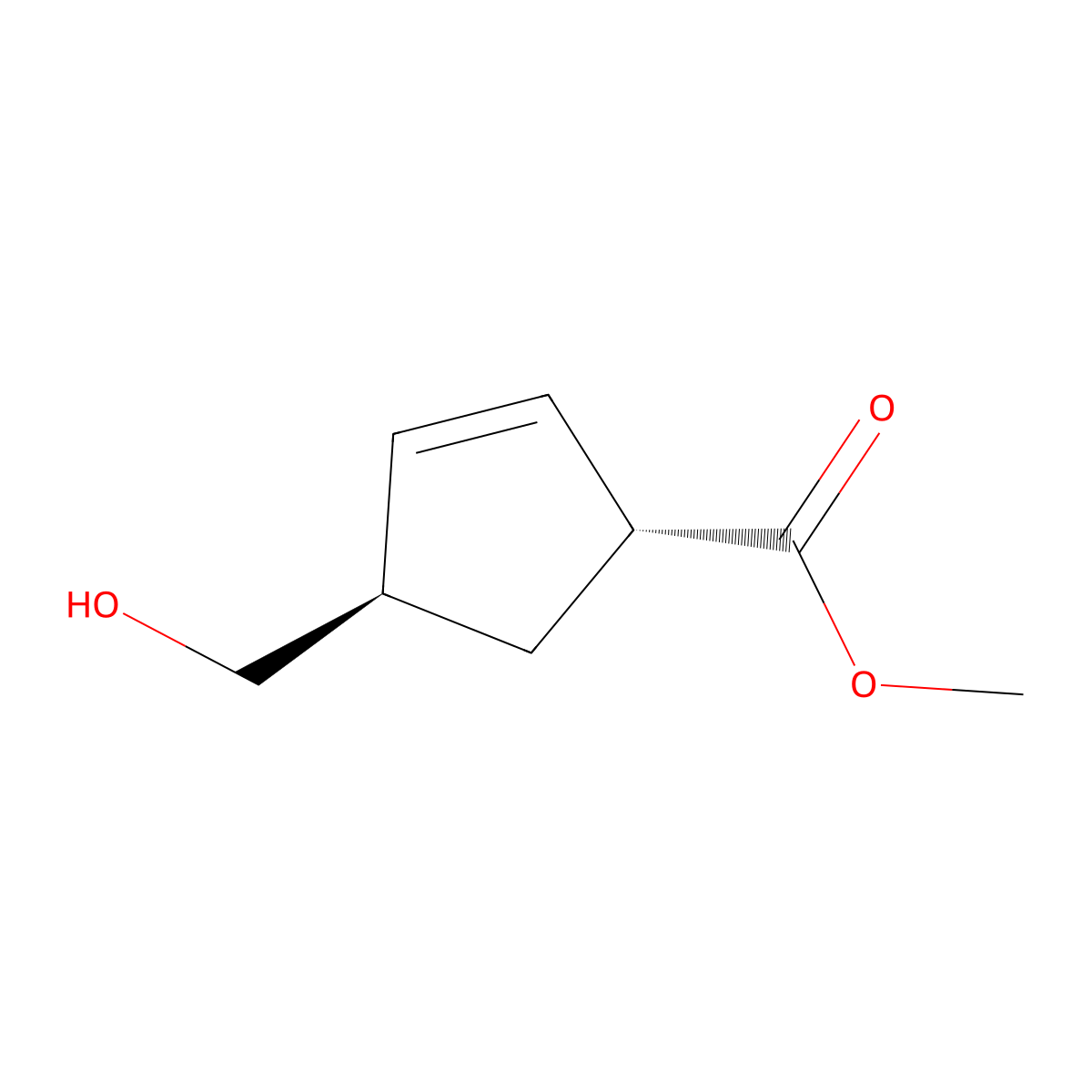 Methyl (1R,4R)-4-(hydroxymethyl)cyclopent-2-ene-1-carboxylate molecular structure, CAS 426225-93-6