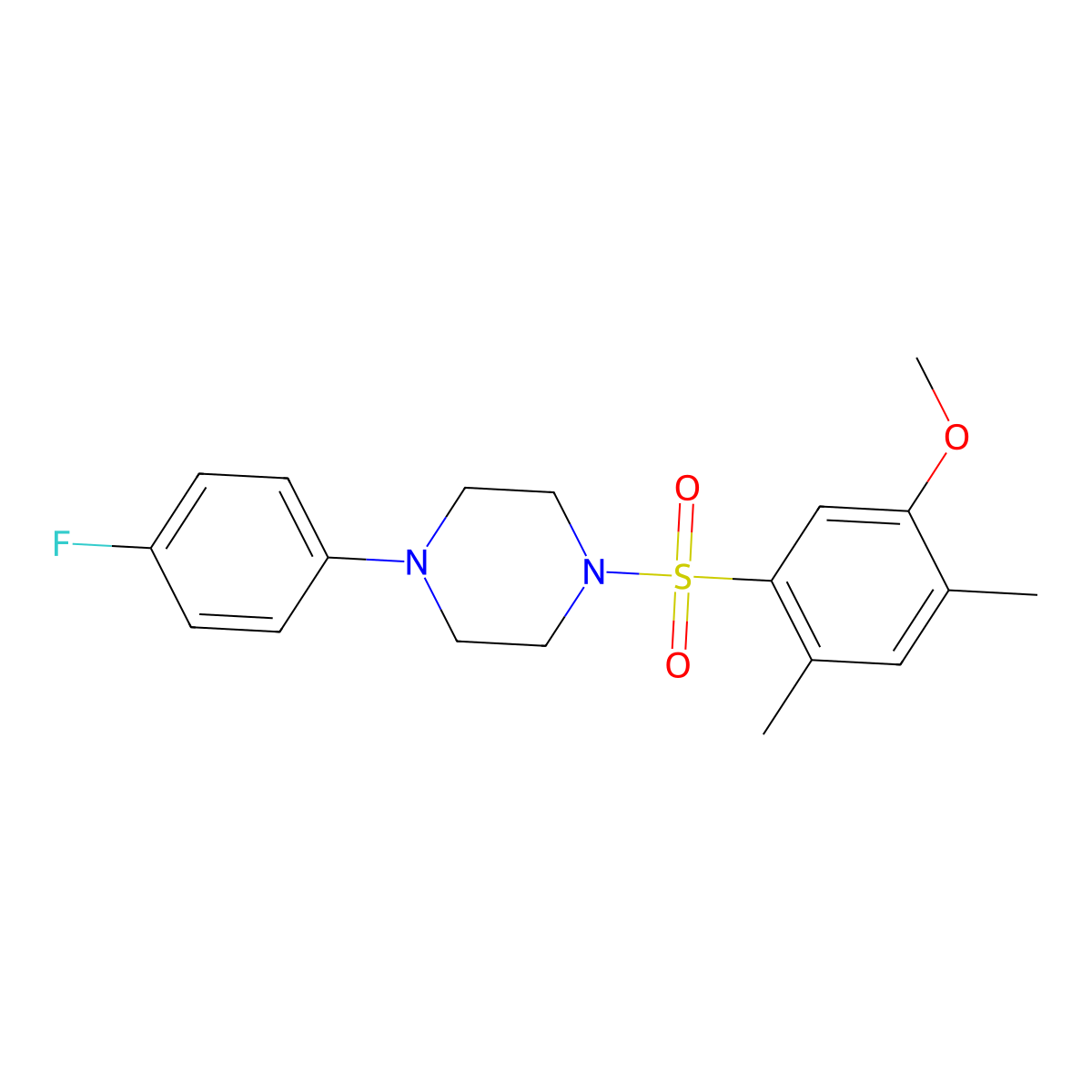 1-(4-Fluorophenyl)-4-((5-methoxy-2,4-dimethylphenyl)sulfonyl)piperazine molecular structure, CAS 426226-80-4