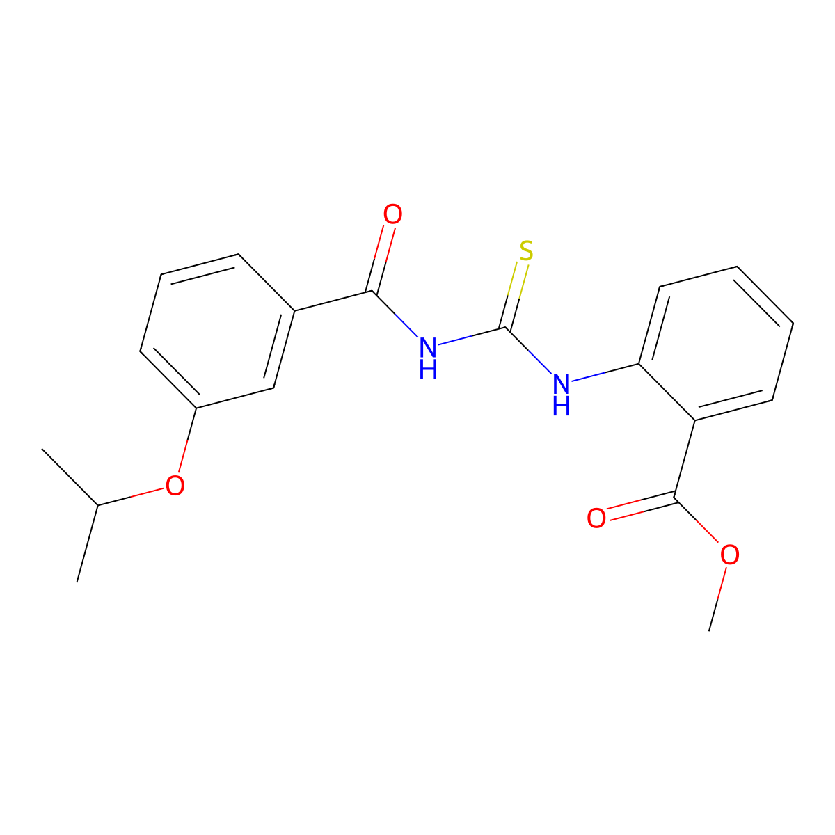 Methyl 2-[({[3-(propan-2-yloxy)phenyl]carbonyl}carbamothioyl)amino]benzoate molecular structure, CAS 426226-85-9