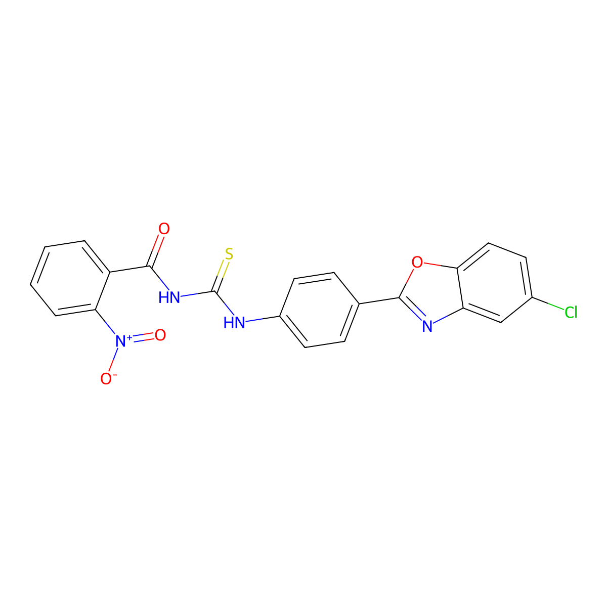 N-[[4-(5-chloro-1,3-benzoxazol-2-yl)phenyl]carbamothioyl]-2-nitrobenzamide molecular structure, CAS 426226-88-2