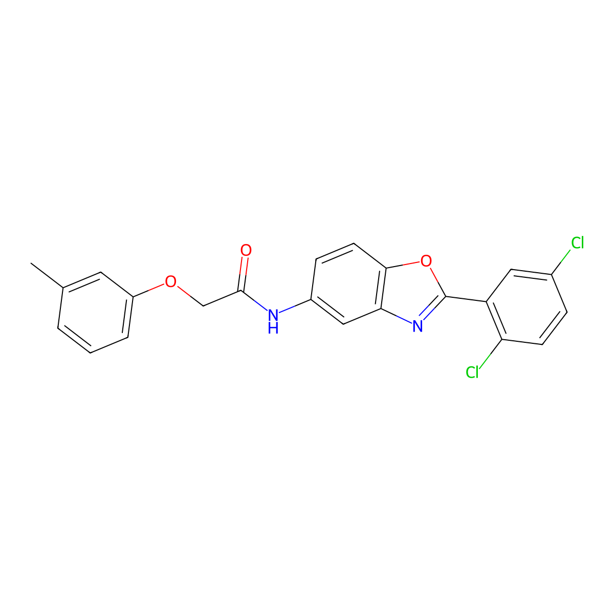 N-[2-(2,5-dichlorophenyl)-1,3-benzoxazol-5-yl]-2-(3-methylphenoxy)acetamide molecular structure, CAS 426226-96-2