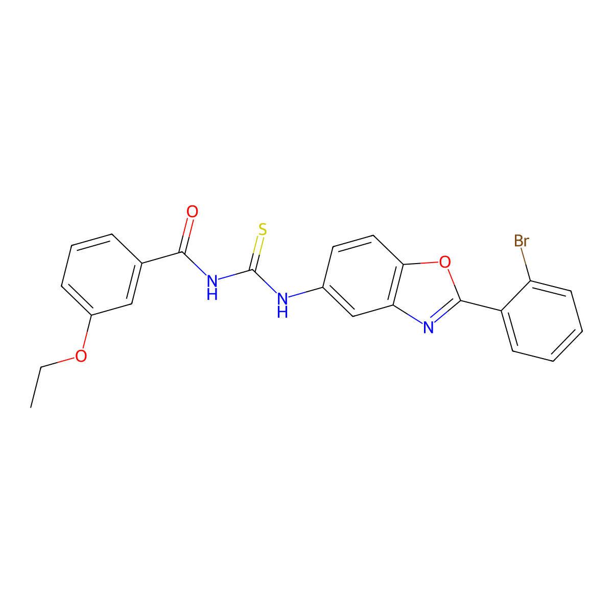 N-[[2-(2-bromophenyl)-1,3-benzoxazol-5-yl]carbamothioyl]-3-ethoxybenzamide molecular structure, CAS 426227-10-3