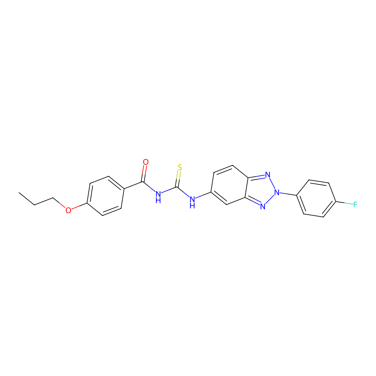 N-[[2-(4-fluorophenyl)benzotriazol-5-yl]carbamothioyl]-4-propoxybenzamide molecular structure, CAS 426227-78-3