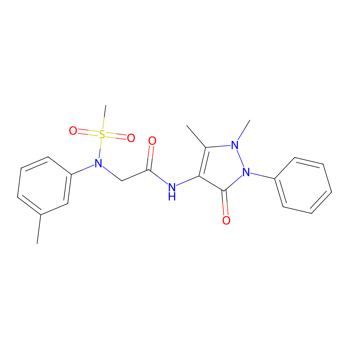 N-(1,5-dimethyl-3-oxo-2-phenylpyrazol-4-yl)-2-(3-methyl-N-methylsulfonylanilino)acetamide molecular structure, CAS 426227-84-1