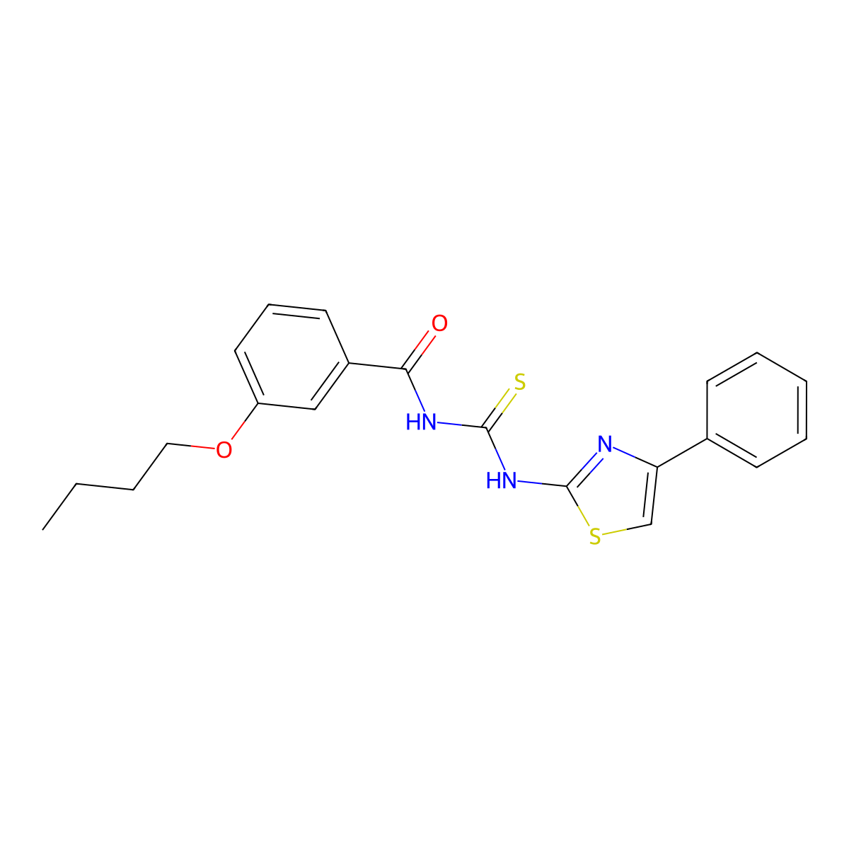 3-butoxy-N-[(4-phenyl-1,3-thiazol-2-yl)carbamothioyl]benzamide molecular structure, CAS 426228-22-0