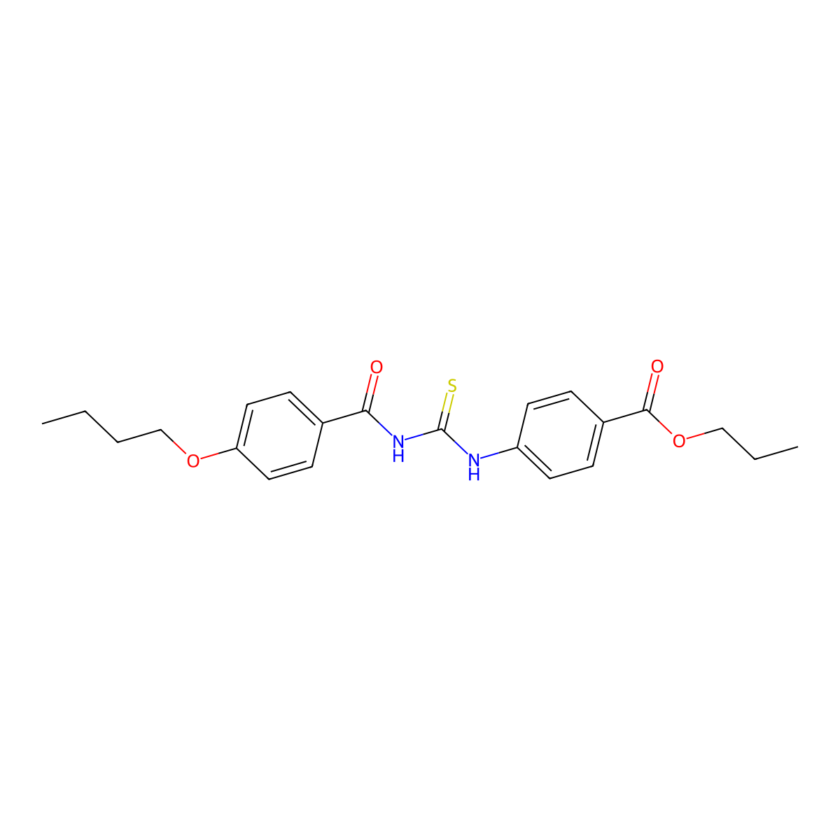 Propyl 4-({[(4-butoxyphenyl)carbonyl]carbamothioyl}amino)benzoate molecular structure, CAS 426228-24-2