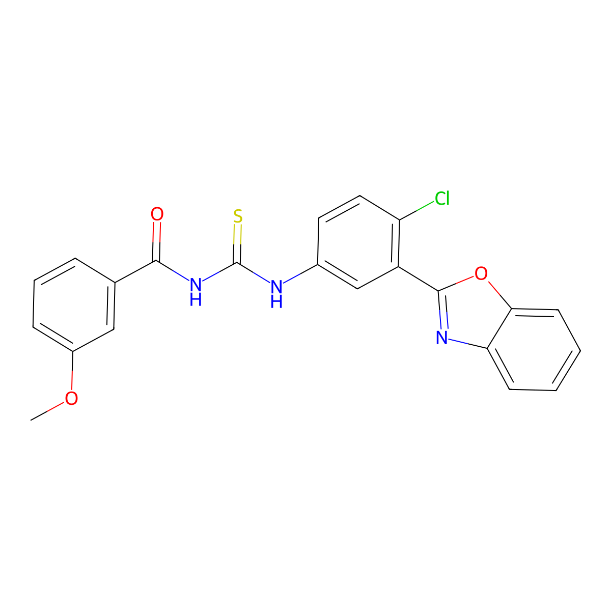 N-[[3-(1,3-benzoxazol-2-yl)-4-chlorophenyl]carbamothioyl]-3-methoxybenzamide molecular structure, CAS 426228-41-3