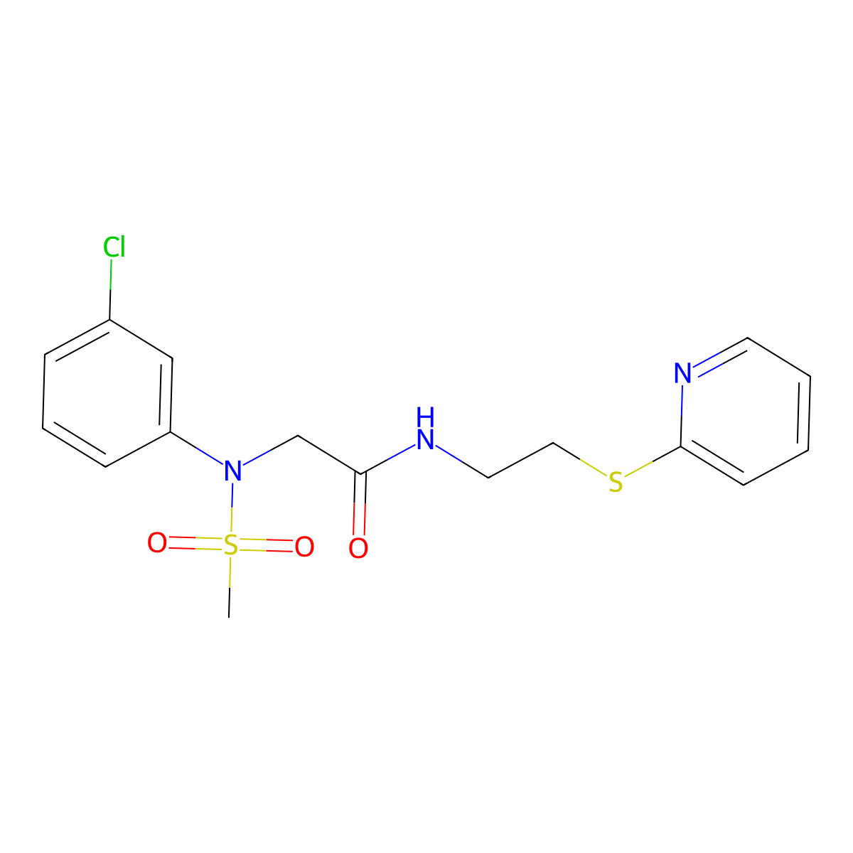 2-(3-chloro-N-methylsulfonylanilino)-N-(2-pyridin-2-ylsulfanylethyl)acetamide molecular structure, CAS 426228-77-5