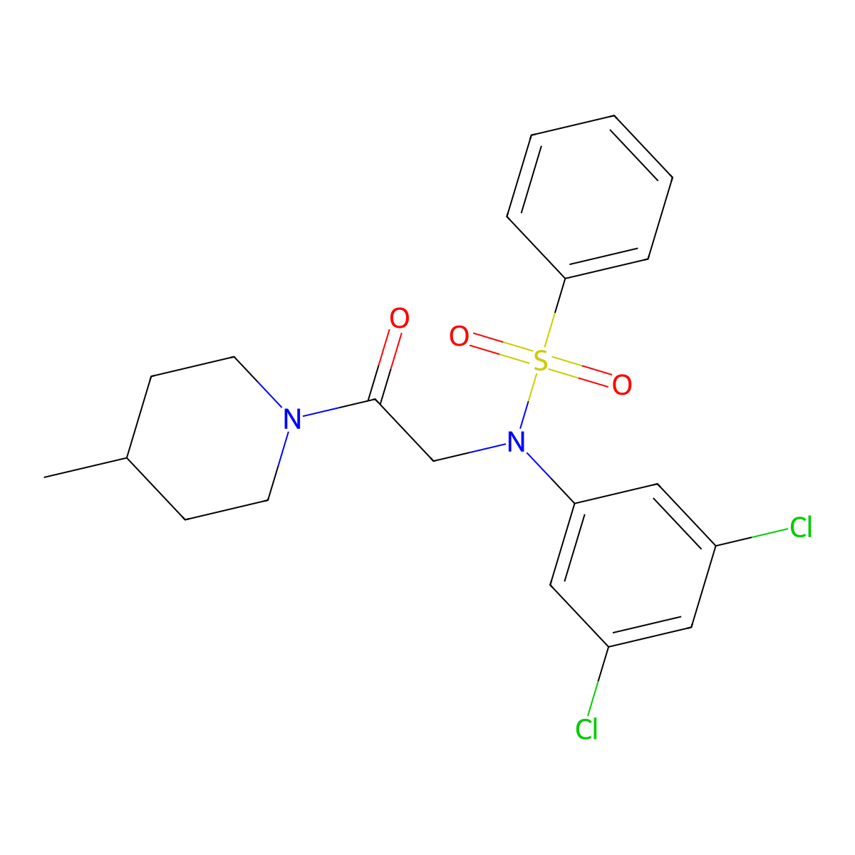 N-(3,5-dichlorophenyl)-N-[2-(4-methylpiperidin-1-yl)-2-oxoethyl]benzenesulfonamide molecular structure, CAS 426228-81-1