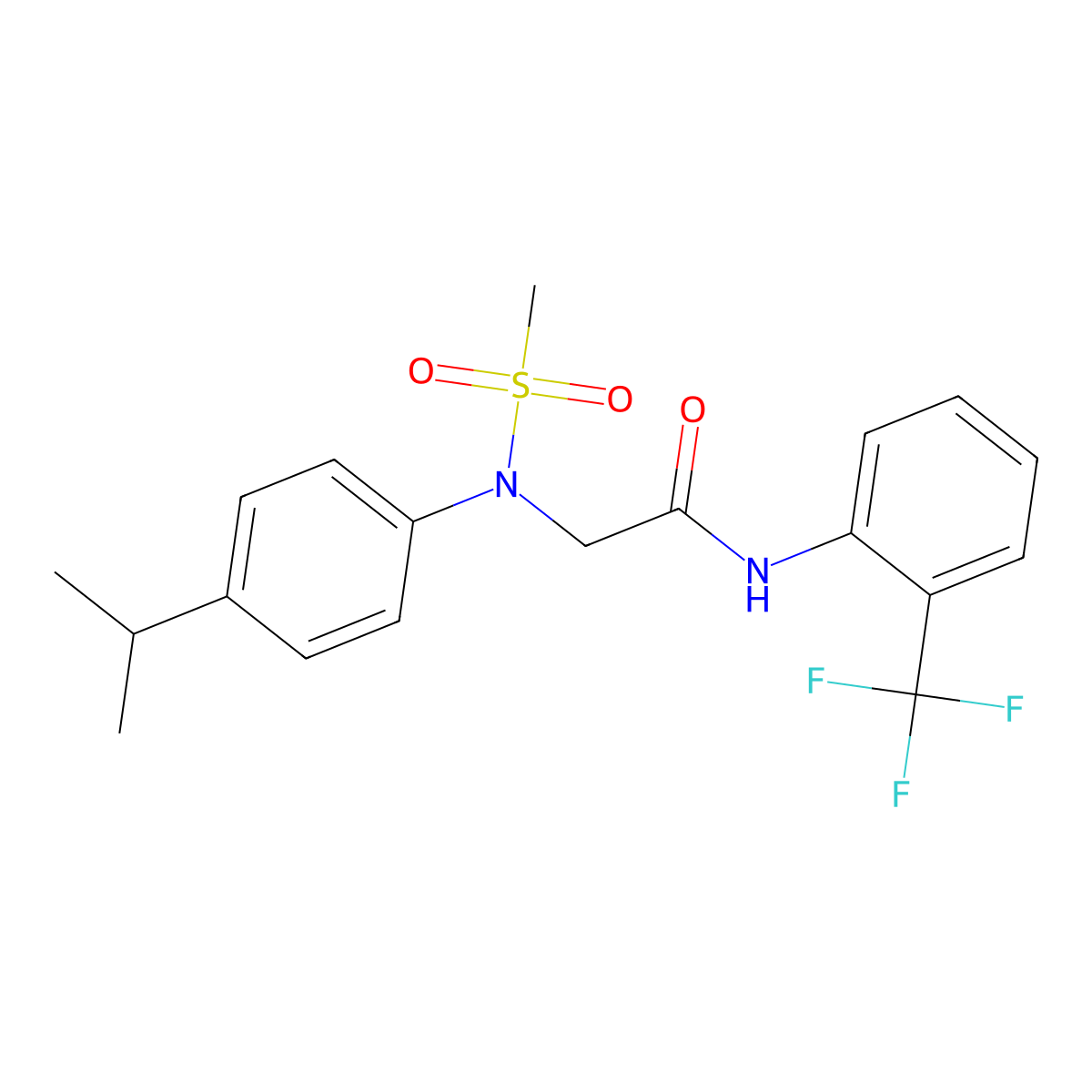 2-(N-methylsulfonyl-4-propan-2-ylanilino)-N-[2-(trifluoromethyl)phenyl]acetamide molecular structure, CAS 426228-89-9