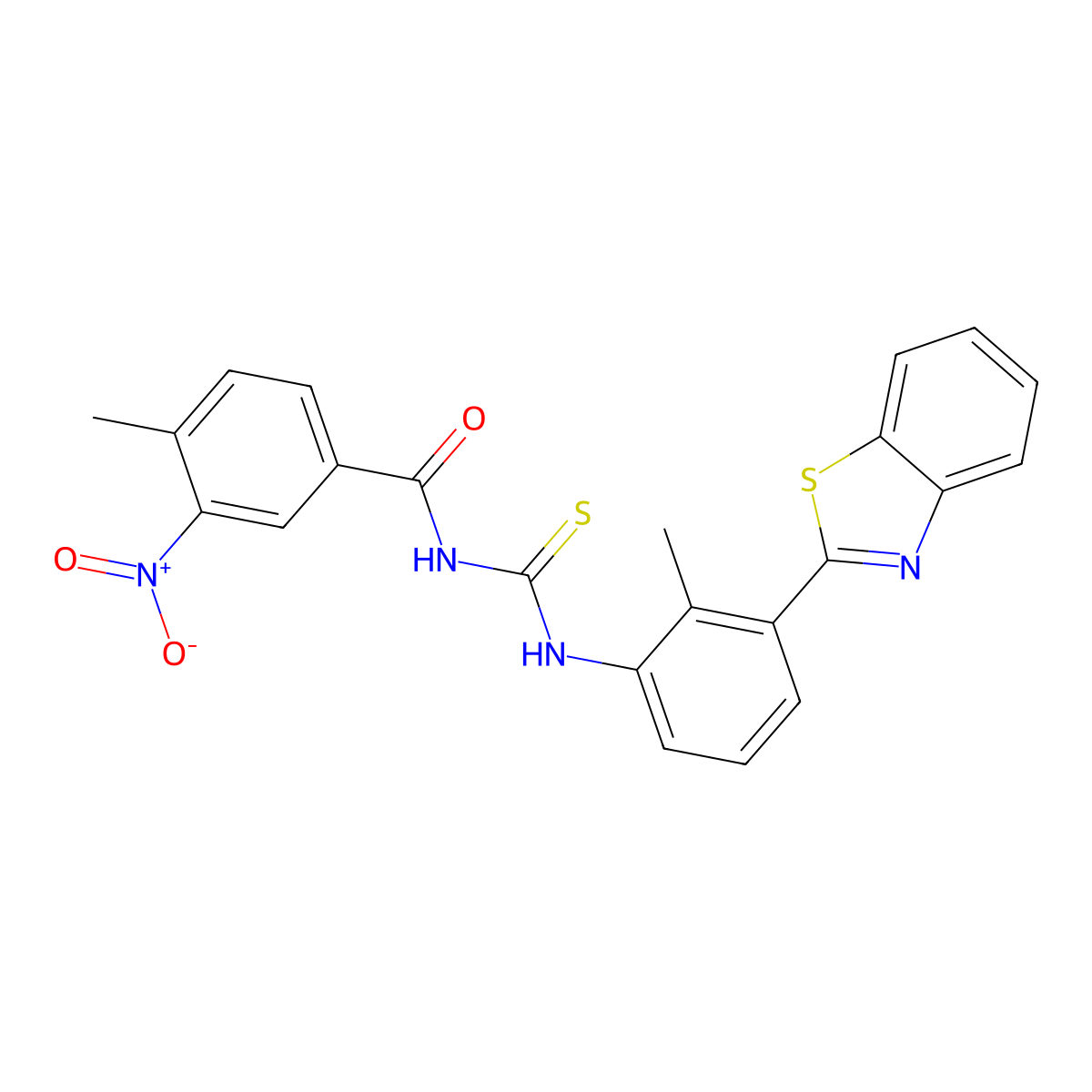 N-[[3-(1,3-benzothiazol-2-yl)-2-methylphenyl]carbamothioyl]-4-methyl-3-nitrobenzamide molecular structure, CAS 426228-96-8