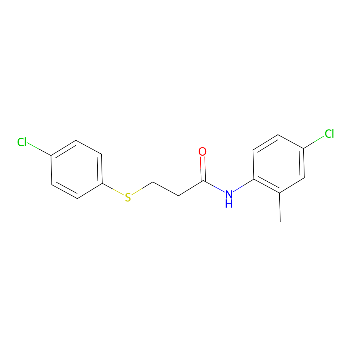 N-(4-chloro-2-methylphenyl)-3-(4-chlorophenyl)sulfanylpropanamide molecular structure, CAS 426229-40-5