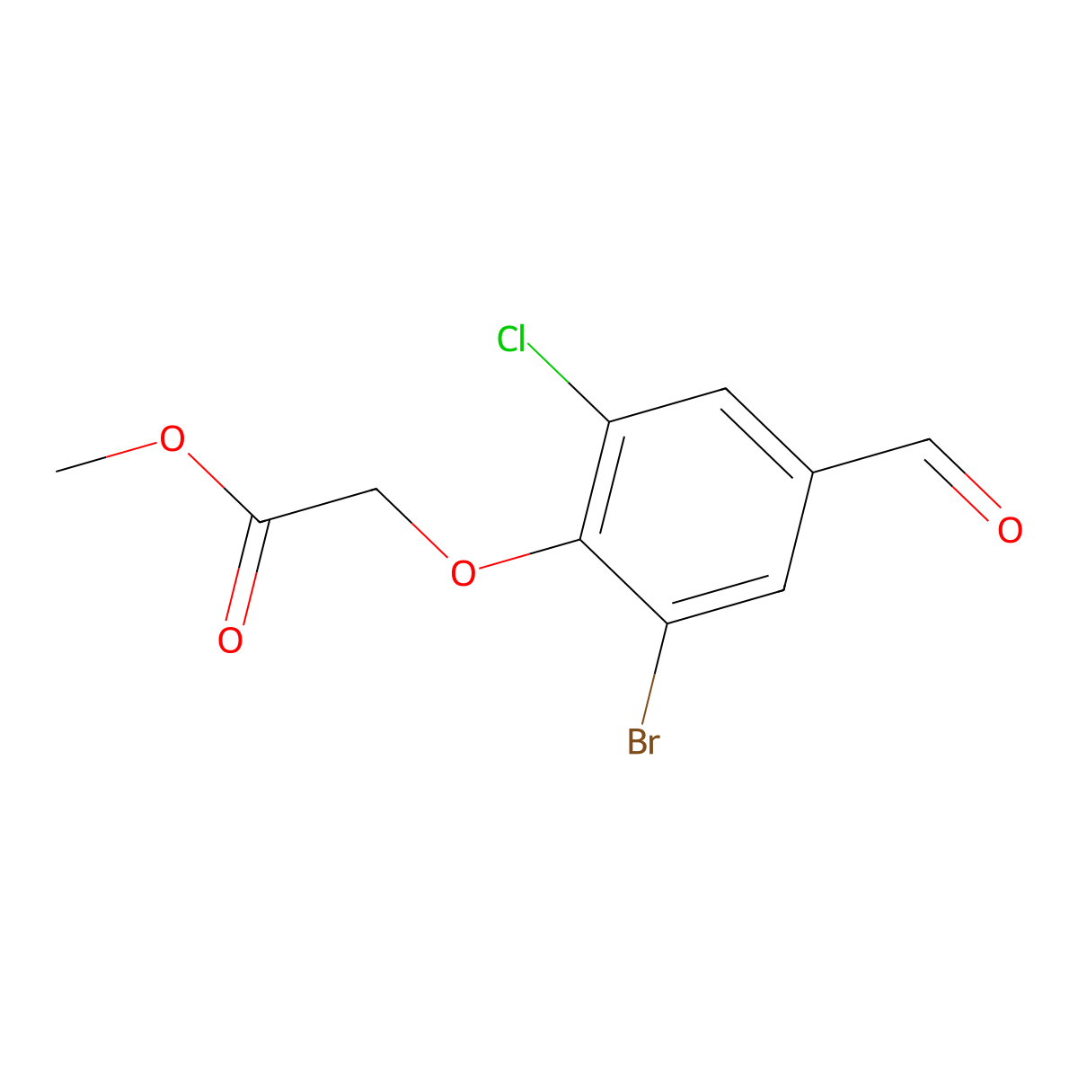 Methyl 2-(2-bromo-6-chloro-4-formylphenoxy)acetate molecular structure, CAS 426229-58-5