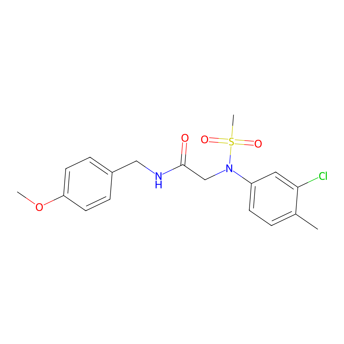 2-(3-chloro-4-methyl-N-methylsulfonylanilino)-N-[(4-methoxyphenyl)methyl]acetamide molecular structure, CAS 426229-87-0