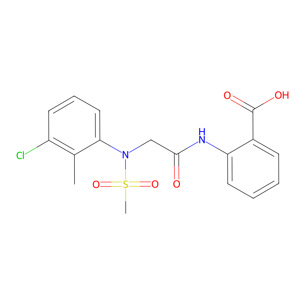 2-{[N-(3-chloro-2-methylphenyl)-N-(methylsulfonyl)glycyl]amino}benzoic acid molecular structure, CAS 426230-02-6