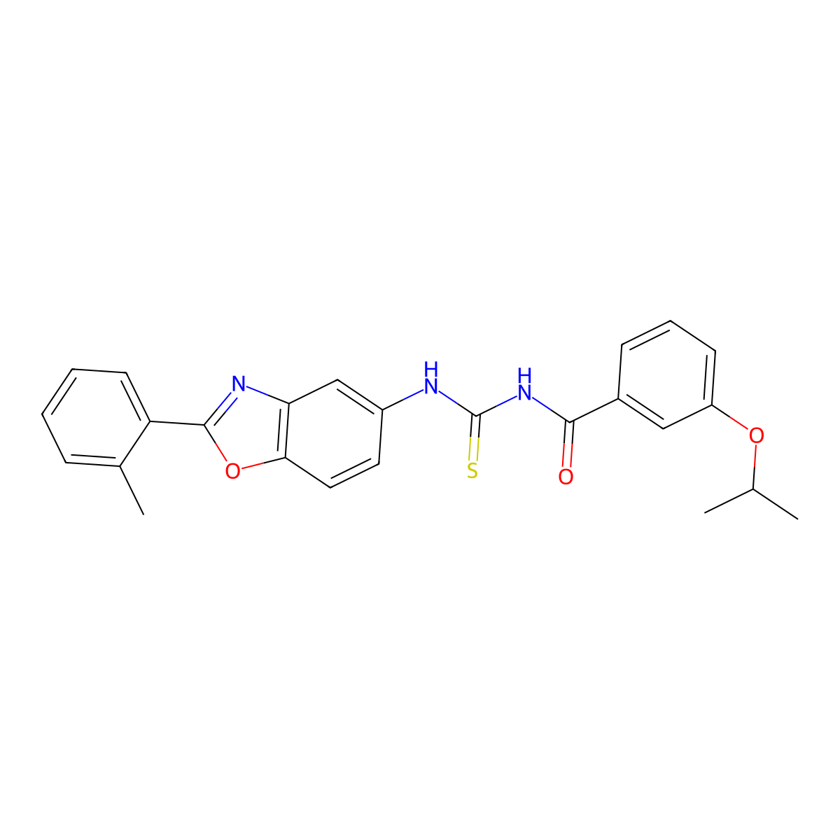 N-[[2-(2-methylphenyl)-1,3-benzoxazol-5-yl]carbamothioyl]-3-propan-2-yloxybenzamide molecular structure, CAS 426230-04-8