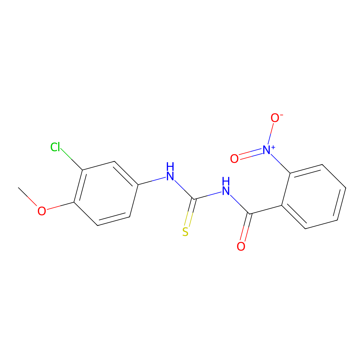 N-[(3-chloro-4-methoxyphenyl)carbamothioyl]-2-nitrobenzamide molecular structure, CAS 426230-08-2