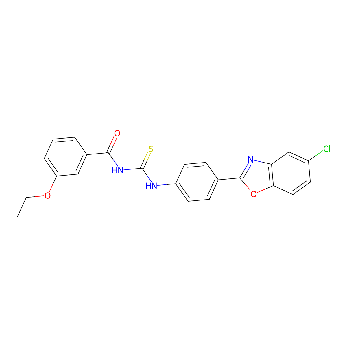 N-[[4-(5-chloro-1,3-benzoxazol-2-yl)phenyl]carbamothioyl]-3-ethoxybenzamide molecular structure, CAS 426230-10-6