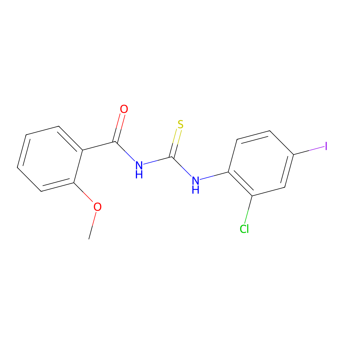 N-[(2-chloro-4-iodophenyl)carbamothioyl]-2-methoxybenzamide molecular structure, CAS 426230-38-8