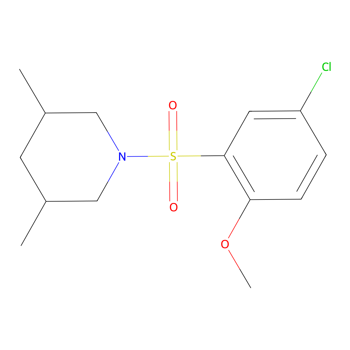 1-(5-Chloro-2-methoxyphenyl)sulfonyl-3,5-dimethylpiperidine molecular structure, CAS 426230-44-6